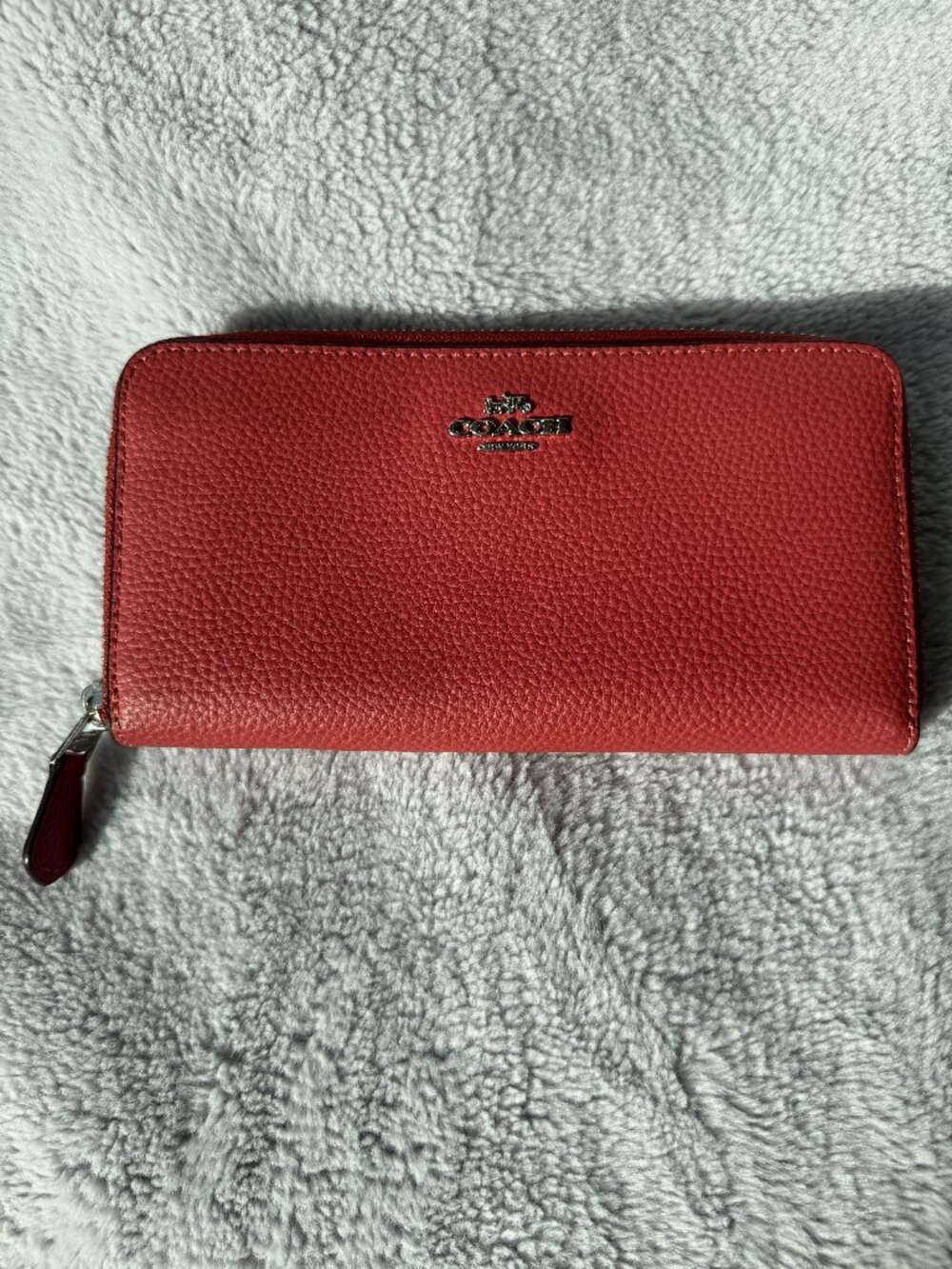 Coach Pebbled Leather Accordion Zip Wallet